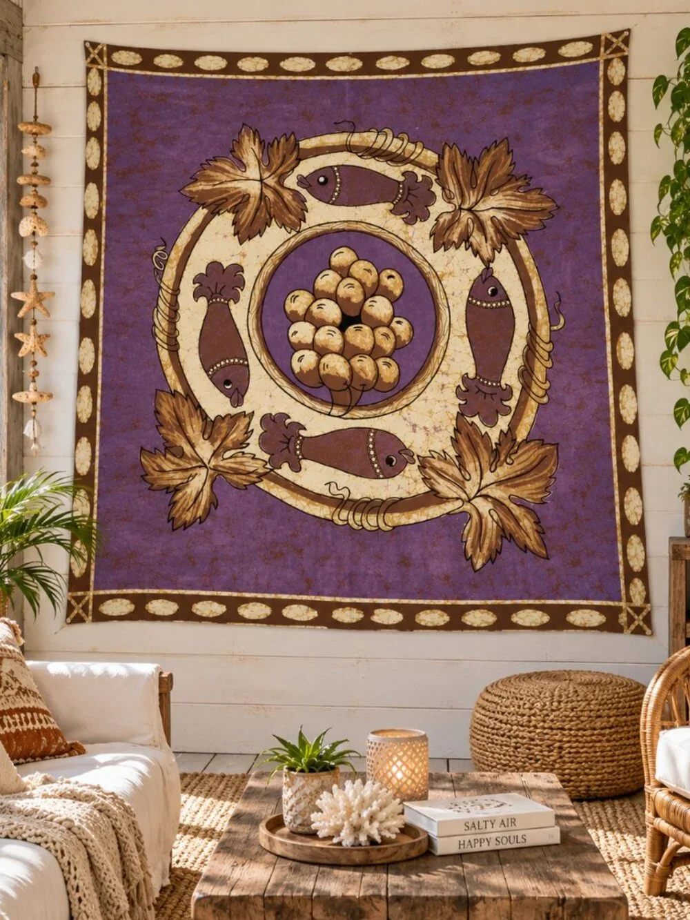 NWT Cotton Fish Harvest Tapestry